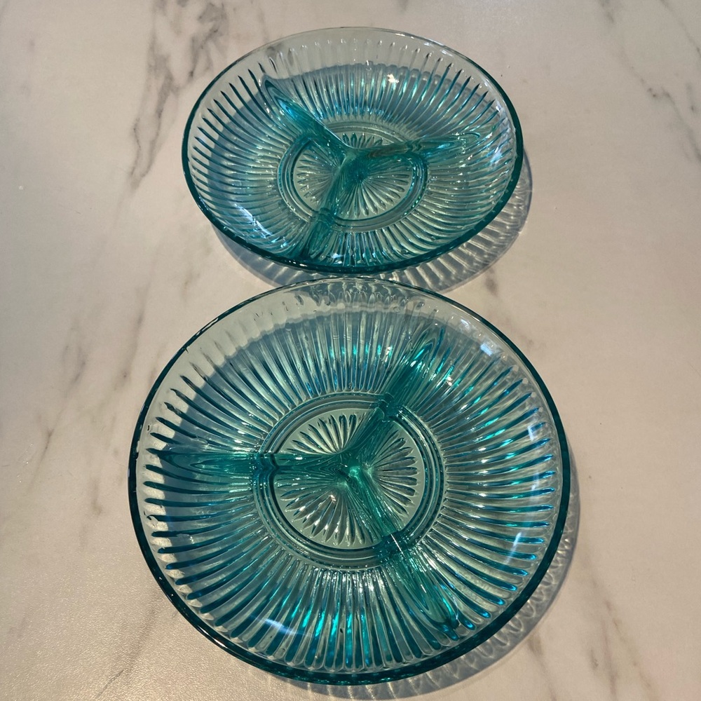 Vintage Glass Divided Plates